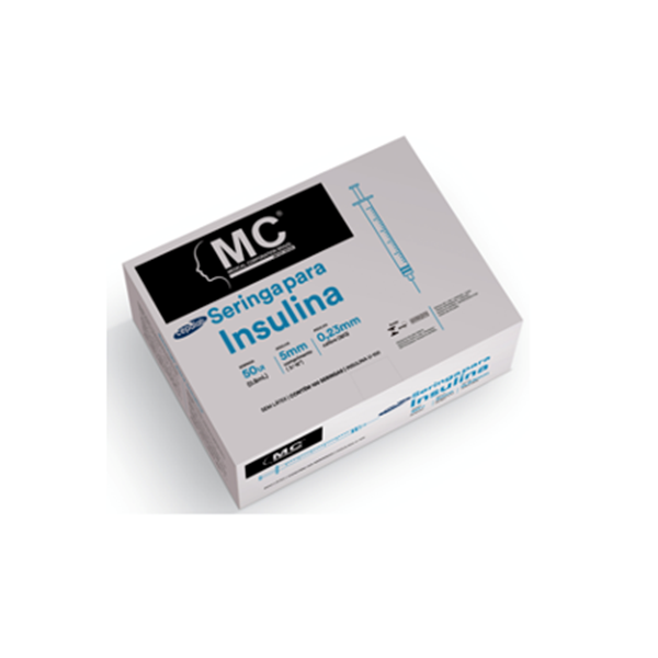 Seringa Insulina 0,5ml 5mm X 0,23mm (50ui) - 100 Seringas - MEDICAL
