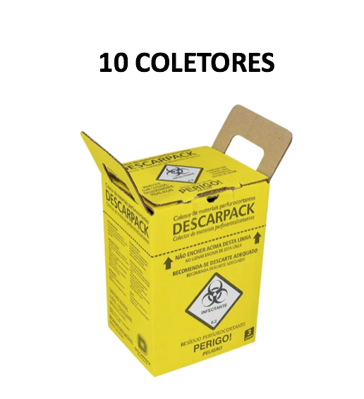 Coletor p/ perfurocortantes 3L com saco plástico protetor e travamento de tampa -- DESCARPACK