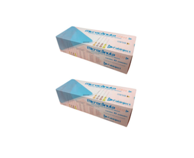 Cânula 22G x 50mm - 20 cânulas (2 caixas) - Preenchimento Facial - FABINJECT.